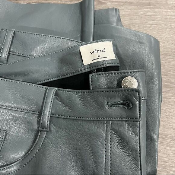 Wilfred Aritzia Faux Leather Pants 12 Green Melina - Picture 7 of 7